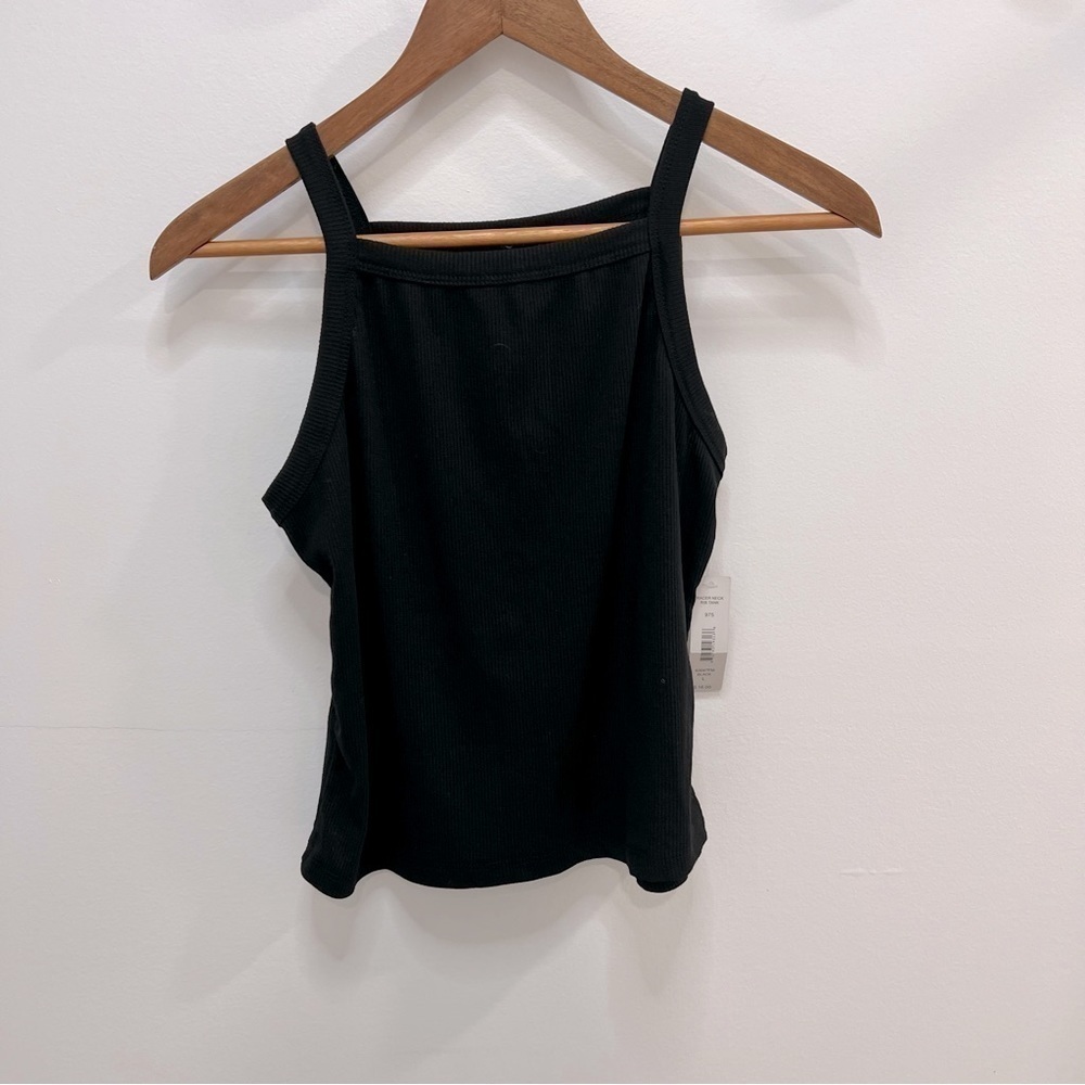 JUSTIFY ribbed black tank top